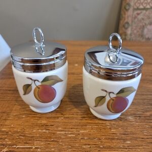 Royal Worcester Evesham Gold Set Of 2 King Sized Egg Coddlers
